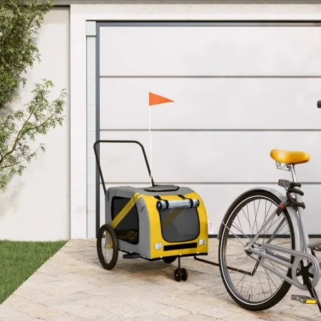 Pet Bicycle Trailer Iron Oxford Cloth Yellow Gray by , pet strollers - Ref: Foro24-93903, Price: 116,83 €, Discount: %