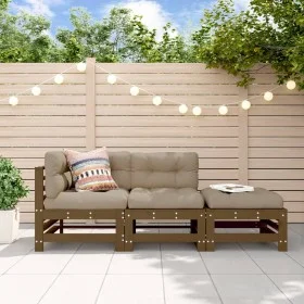 Garden furniture set 3 pieces solid honey brown pine wood by , Modular outdoor sofas - Ref: Foro24-825649, Price: 195,85 €, D...