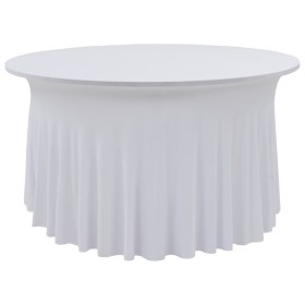 Fundas elásticas para mesa 2 uds con falda 150x74 cm blanco