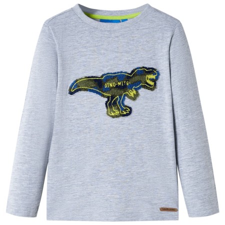 Langärmliges graumeliertes Kinder-T-Shirt 128 von , Kinder-T-Shirts - Ref: Foro24-13262, Preis: 8,76 €, Rabatt: %
