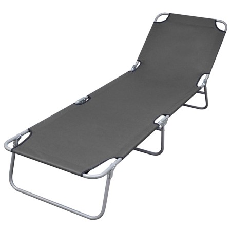 Tumbona plegable con respaldo ajustable gris de vidaXL, Tumbonas - Ref: Foro24-44293, Precio: 54,03 €, Descuento: %