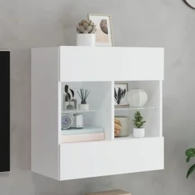 Wall-mounted TV cabinet with LED lights white 58.5x30x60.5 cm by , TV Furniture - Ref: Foro24-837092, Price: 56,94 €, Discoun...