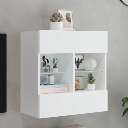 Wall-mounted TV cabinet with LED lights white 58.5x30x60.5 cm by , TV Furniture - Ref: Foro24-837092, Price: 56,94 €, Discoun...
