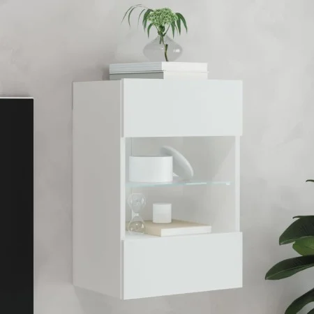 Wandmontierter TV-Schrank mit LED-Leuchten weiß 40x30x60,5 cm von , TV-Möbel - Ref: Foro24-837078, Preis: 43,11 €, Rabatt: %