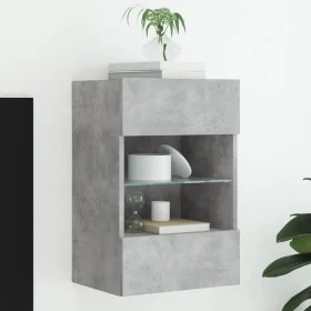Wall-mounted TV cabinet with LED lights concrete gray 40x30x60.5 cm by , TV Furniture - Ref: Foro24-837084, Price: 50,78 €, D...
