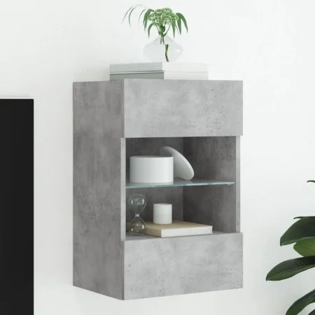 Wall-mounted TV cabinet with LED lights concrete gray 40x30x60.5 cm by , TV Furniture - Ref: Foro24-837084, Price: 50,78 €, D...