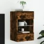 Wall-mounted TV cabinet with LED lights smoked oak 40x30x60.5 cm by , TV Furniture - Ref: Foro24-837086, Price: 42,04 €, Disc...