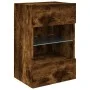 Wall-mounted TV cabinet with LED lights smoked oak 40x30x60.5 cm by , TV Furniture - Ref: Foro24-837086, Price: 42,04 €, Disc...