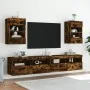 Wall-mounted TV cabinet with LED lights smoked oak 40x30x60.5 cm by , TV Furniture - Ref: Foro24-837086, Price: 42,04 €, Disc...