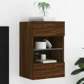 Wall-mounted TV cabinet with LED lights brown oak 40x30x60.5 cm by , TV Furniture - Ref: Foro24-837090, Price: 52,47 €, Disco...