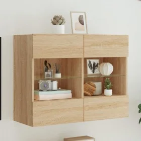 Wandmontierter TV-Schrank mit LED-Leuchten Sonoma-Eiche 78,5 x 30 x 60,5 cm von , TV-Möbel - Ref: Foro24-837101, Preis: 64,30...