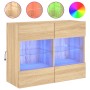 Wandmontierter TV-Schrank mit LED-Leuchten Sonoma-Eiche 78,5 x 30 x 60,5 cm von , TV-Möbel - Ref: Foro24-837101, Preis: 65,10...