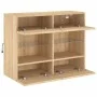 Wandmontierter TV-Schrank mit LED-Leuchten Sonoma-Eiche 78,5 x 30 x 60,5 cm von , TV-Möbel - Ref: Foro24-837101, Preis: 64,30...