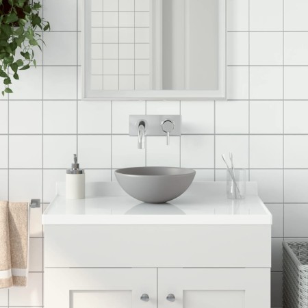 Lavabo de cuarto de baño redondo cerámica gris claro