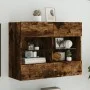 Mueble TV de pared con luces LED roble ahumado 78,5x30x60,5 cm de , Muebles TV - Ref: Foro24-837103, Precio: 63,92 €, Descuen...