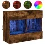 Mueble TV de pared con luces LED roble ahumado 78,5x30x60,5 cm de , Muebles TV - Ref: Foro24-837103, Precio: 63,92 €, Descuen...