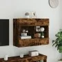 Mueble TV de pared con luces LED roble ahumado 78,5x30x60,5 cm de , Muebles TV - Ref: Foro24-837103, Precio: 63,92 €, Descuen...