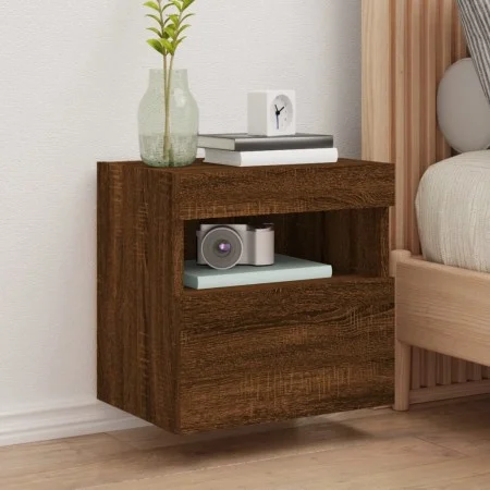 Wall-mounted TV cabinet with LED lights brown oak 40x30x40 cm by , TV Furniture - Ref: Foro24-837181, Price: 34,91 €, Discoun...