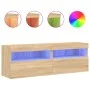 TV cabinet wall LED lights 2 pcs Sonoma Oak 60x30x40 cm by , TV Furniture - Ref: Foro24-837188, Price: 81,94 €, Discount: %