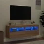 TV cabinet wall LED lights 2 pcs Sonoma Oak 60x30x40 cm by , TV Furniture - Ref: Foro24-837188, Price: 81,94 €, Discount: %