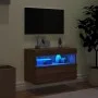 Mueble de TV de pared con luces LED roble marrón 60x30x40 cm de , Muebles TV - Ref: Foro24-837195, Precio: 50,59 €, Descuento: %
