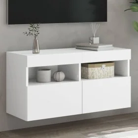 Wandmontierter TV-Schrank mit LED-Leuchten weiß 80x30x40 cm von , TV-Möbel - Ref: Foro24-837197, Preis: 61,76 €, Rabatt: %