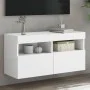 Wall-mounted TV cabinet with LED lights white 80x30x40 cm by , TV Furniture - Ref: Foro24-837197, Price: 61,76 €, Discount: %