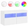 Wall-mounted TV cabinet with LED lights white 80x30x40 cm by , TV Furniture - Ref: Foro24-837197, Price: 61,76 €, Discount: %
