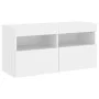Wall-mounted TV cabinet with LED lights white 80x30x40 cm by , TV Furniture - Ref: Foro24-837197, Price: 61,76 €, Discount: %