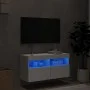 Wall-mounted TV cabinet with LED lights white 80x30x40 cm by , TV Furniture - Ref: Foro24-837197, Price: 61,76 €, Discount: %