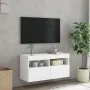 Wall-mounted TV cabinet with LED lights white 80x30x40 cm by , TV Furniture - Ref: Foro24-837197, Price: 61,76 €, Discount: %