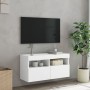 Wandmontierter TV-Schrank mit LED-Leuchten weiß 80x30x40 cm von , TV-Möbel - Ref: Foro24-837197, Preis: 62,73 €, Rabatt: %