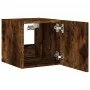 Wandmontierter TV-Schrank mit LED-Leuchten, geräucherte Eiche, 30,5 x 35 x 30 cm von , TV-Möbel - Ref: Foro24-837226, Preis: ...