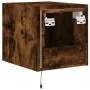 Wandmontierter TV-Schrank mit LED-Leuchten, geräucherte Eiche, 30,5 x 35 x 30 cm von , TV-Möbel - Ref: Foro24-837226, Preis: ...