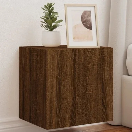 Mueble de TV de pared con luces LED marrón roble 40,5x35x40 cm de , Muebles TV - Ref: Foro24-837258, Precio: 42,42 €, Descuen...