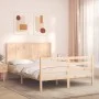 Bed frame with solid wood headboard 140x200 cm by , Beds and slatted bases - Ref: Foro24-3194506, Price: 149,04 €, Discount: %
