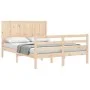 Bed frame with solid wood headboard 140x200 cm by , Beds and slatted bases - Ref: Foro24-3194506, Price: 149,04 €, Discount: %