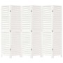 Biombo separador de 6 paneles madera maciza Paulownia blanco
