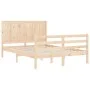 Bed frame with solid wood headboard 140x200 cm by , Beds and slatted bases - Ref: Foro24-3194506, Price: 149,04 €, Discount: %