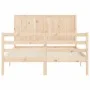 Bed frame with solid wood headboard 140x200 cm by , Beds and slatted bases - Ref: Foro24-3194506, Price: 149,04 €, Discount: %