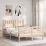Bed frame with solid wood headboard 140x200 cm by , Beds and slatted bases - Ref: Foro24-3194311, Price: 132,82 €, Discount: %