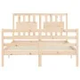 Bed frame with solid wood headboard 140x200 cm by , Beds and slatted bases - Ref: Foro24-3194311, Price: 132,82 €, Discount: %