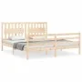 Double bed frame with solid wood headboard by , Beds and slatted bases - Ref: Foro24-3194326, Price: 165,43 €, Discount: %