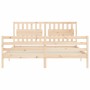 Double bed frame with solid wood headboard by , Beds and slatted bases - Ref: Foro24-3194326, Price: 167,73 €, Discount: %