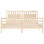 Double bed frame with solid wood headboard by , Beds and slatted bases - Ref: Foro24-3194326, Price: 165,43 €, Discount: %