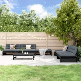 6-teiliges Gartenmöbel-Set aus massivem Kiefernholz schwarz von , Gartensets - Ref: Foro24-3186645, Preis: 678,25 €, Rabatt: %