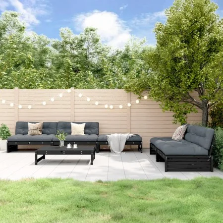 6-teiliges Gartenmöbel-Set aus massivem Kiefernholz schwarz von , Gartensets - Ref: Foro24-3186645, Preis: 678,25 €, Rabatt: %