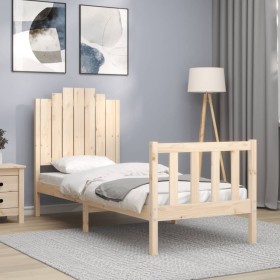 Estructura de cama individual con cabecero madera maciza