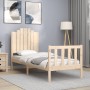 Single bed frame with solid wood headboard by , Beds and slatted bases - Ref: Foro24-3192256, Price: 102,34 €, Discount: %