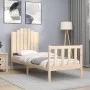 Single bed frame with solid wood headboard by , Beds and slatted bases - Ref: Foro24-3192256, Price: 99,46 €, Discount: %